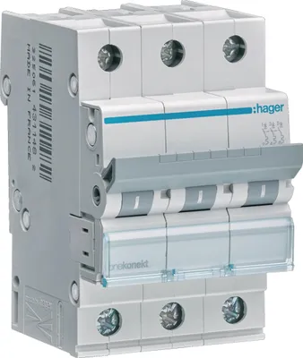 Immagine prodotto di Interruttore LS Hager a 3 poli, 6 kA, caratteristica C, 20 A Hager MCN320, 1 pz.