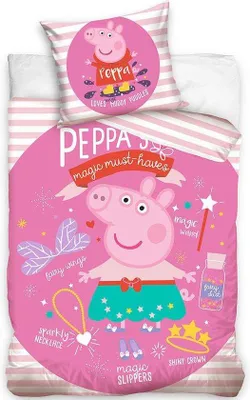 Produktbild von Unyqoos® Peppa Pig Bettbezug 140 x 200 cm – 100% Baumwolle, rosa, mit Kissenbezug 70 x 90 cm