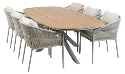 Produktbild von 7-teiliges Garten-Set | 6 Elvira Gartenstühle | 240 x115 cm Cadiz Gartentisch | Camel