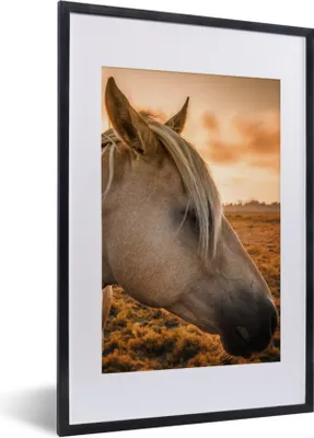 Produktbild von MuchoWow® Gerahmtes Poster Pferd - Tiere - Porträt 40x60 cm - Poster mit Schwarzem Bilderrahmen Wandposter Rahmen Foto Bilder - Poster in Rahmen