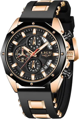 Produktbild von Retro Herren Armbanduhr wasserdicht 30M Chronograph Quarz Analog Datum leuchtend kratzfestes Glas Silikonarmband schwarz Vintage Design