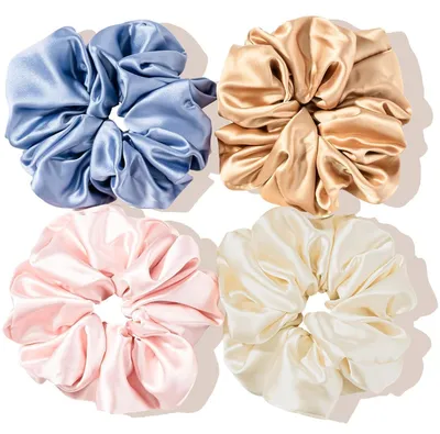 Image de Lolalet Grande Soie Scrunchies Satin Femmes Chouchous 4 Couleurs
