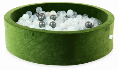 Produktbild von Trockenbecken 110x30 Velvet Soft Olive mit 400 Bällen: transparent, mint, metallic graphit, opaleszierend