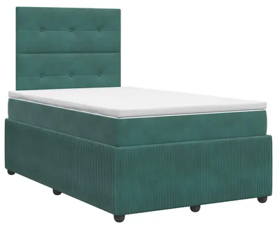 Zdjęcie produktu dla Łóżko sprężynowe z materacem ciemnozielone 120 x 200 cm aksamitne