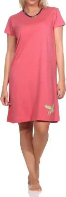 Zdjęcie produktu dla Normann damska koszula nocna z krótkim rękawem z motywem motyla - również w rozmiarze plus size;red.36