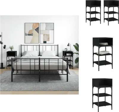 Obrázek produktu pro vidaXL Noční stolky 2 ks černé 35x34,5x70 cm materiál na bázi dřeva - Noční stolky