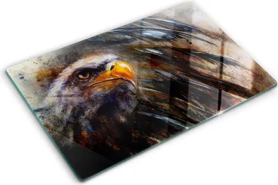 Produktbild von Tulup Glas Herdabdeckplatte - 80x52 cm - Glaskeramikkochfeld-Abdeckung Spritzschutz Glasabdeckplatte - Einteilig - Kunst: Modern & Klassisch - Adler - Braun