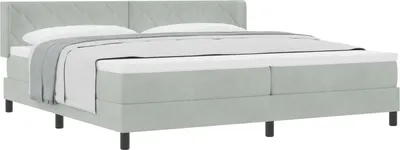 Imagen del producto de Cama con somier y colchón, color gris claro, 200 x 200 cm, material: poliéster