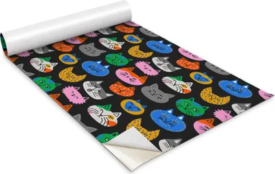Immagine prodotto di Pellicola autoadesiva per mobili - Pellicola decorativa - Mobili da tavolo - Tagliabile su misura - Gattini colorati - 100 x 50 cm