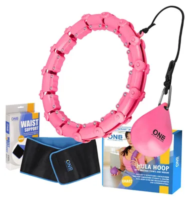 Image de Ensemble de cerceaux de massage ONE Fitness OHA02 avec poids et ceinture amincissante BR160 rose
