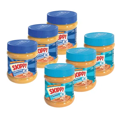 Produktbild von SKIPPY Erdnussbutter Bundle 3x "Creamy" 3x "Super Chunk" ohne Palmöl 6x 340g