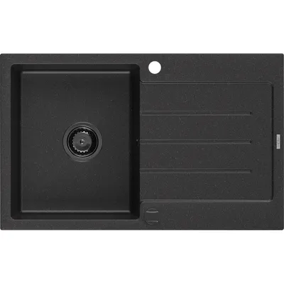 Obrázok produktu pre Mexen Bruno granitový jednokomorový drez s odkvapkávačom 795 x 495 mm, Čierna/Strieborná metalíza, Sifón Čierna - 6513791010-73-
