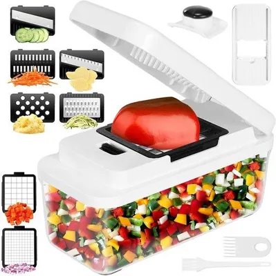 Image de Coupe-légumes - Mandoline de cuisine - Simplifie la préparation des repas - 7 lames en acier inoxydable - 13 x 115 x 245 cm - Gris