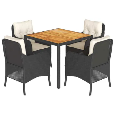Produktbild von vidaXL 5-tlg. Garten-Essgruppe mit Kissen Schwarz Poly Rattan