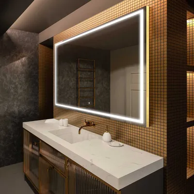 Zdjęcie produktu dla Artforma Lustro łazienkowe z oświetleniem LED 140x100 cm | Kolor LED: zimny biały 7000K | Przełącznik: dotykowy | LED049