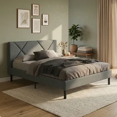 Image de Ikelos - Lit français, gris, dimensions matelas 140x190 cm