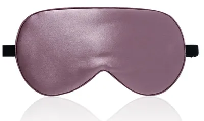 Image de Masque de sommeil en soie biologique avec pochette de voyage. Les deux côtés sont en soie 19 momme, masque de sommeil ajustable pour femmes, gris/violet.