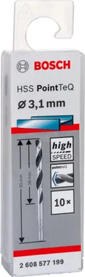 Image de Forets hélicoïdaux à métaux HSS PointTeQ, DIN 338, 3,1 mm, paquet de 10