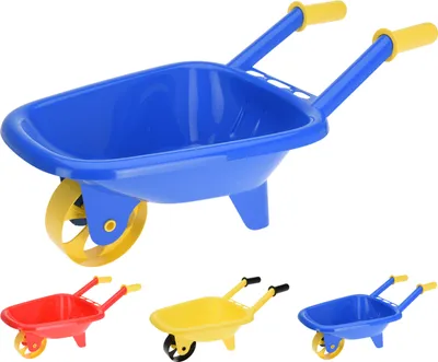 Produktbild von Kinderschubkarre aus Kunststoff, Blau Rot Gelb, 59 x 30 x 18 cm