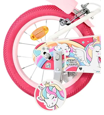 Immagine prodotto di Bicicletta per bambini Volare Unicorn - Modello da ragazza - 14 pollici - Bianca - Con due freni a mano
