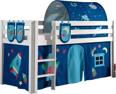 Produktbild von Kinderbett Karolina 210x114x106 Massivholz Weiß Textilset Astro 4