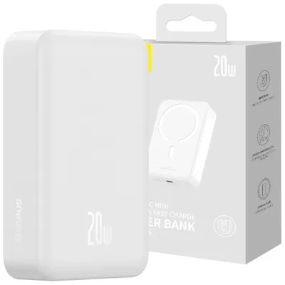 Produktbild von Baseus Magnetic Mini, 20000 mAh, Power Delivery, Kabelloses Aufladen, 20 W, Weiß