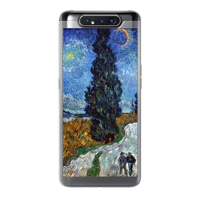 Produktbild von MuchoWow® Handyhülle Schutzhülle Hülle für Samsung Galaxy A80 Straße mit Zypresse und Stern - Vincent van Gogh Silikon Softcase Handy Hülle - Schutzdeckel
