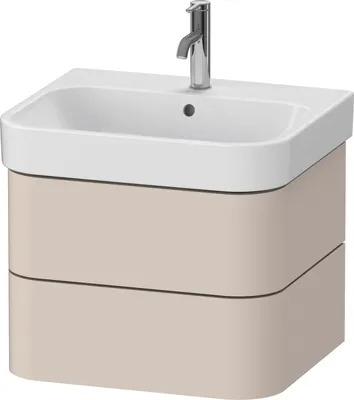 Produktbild von Waschtischunterbau HAPPY D.2 PLUS 575x490mm 2 Schubk ta s-matt o ES taupe supermatt ohne Einrichtungssystem