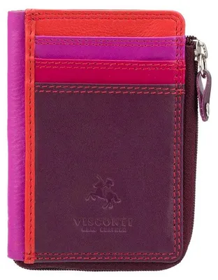 Immagine prodotto di Portafoglio da uomo Visconti in vera pelle color prugna, dimensioni 11x8 cm