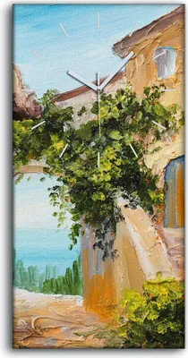 Produktbild von Dekor Leinwand Uhr Wandbilder 30x60 Malerei Abstrakte Gebäude Häuser Meer - weiße Hände