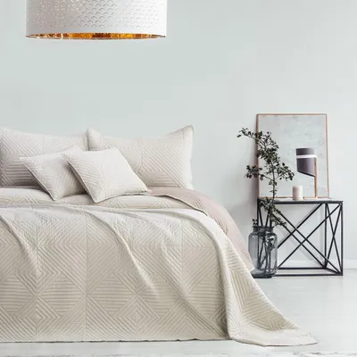 Produktbild von Bettüberwürf Tagesdecke zweiseitig Ultrasonic Steppung 170 x 210 cm - Creme-Beige