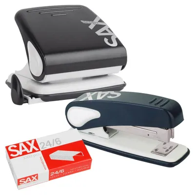 Produktbild von sax design Locher und Heftgeräte Set Century Line schwarz