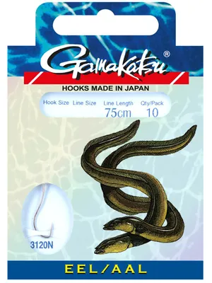 Produktbild von Gamakatsu Hook 3120N Aal 75cm - 10 gebundene Angelhaken, Hakengröße/Schnurdurchmesser:Gr. 8 / 0.25mm