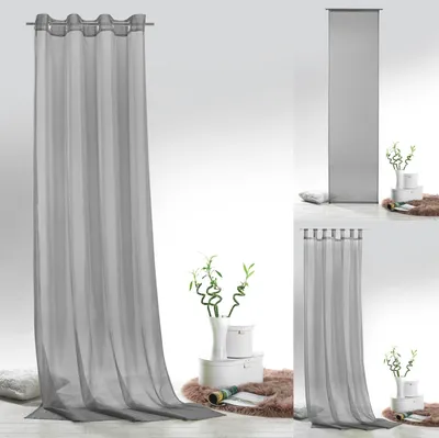 Produktbild von heimtexland ® Vorhänge Uni Voile einfarbig transparent Fensterdekoration Deko Gardine Typ418 Grau Ösenschal HxB 245x140 cm