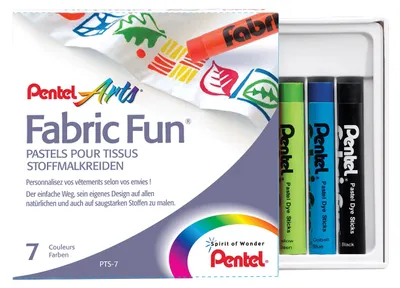 Zdjęcie produktu dla Kredki do tkanin PentelArts PTS, pudełko 7 sztuk