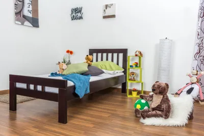 Produktbild von Kinderbett / Jugendbett "Easy Premium Line" K8, Buche Vollholz massiv schokobraun lackiert - Liegefläche: 90 x 200 cm