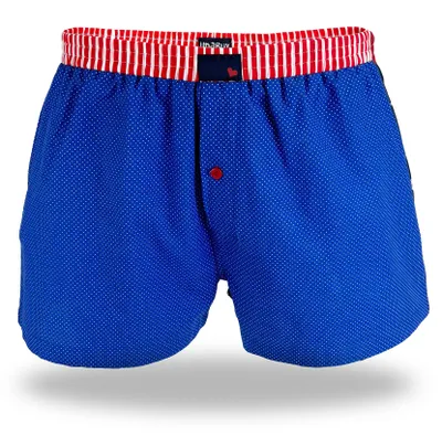 Produktbild von UnaBux XL Herren Boxershort Blau mit weißen Punkten und rot-weißem Bund