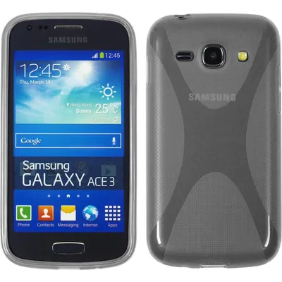 Produktbild von PhoneNatic Case kompatibel mit Samsung Galaxy Ace 3 - grau Silikon Hülle X-Style + 2 Schutzfolien
