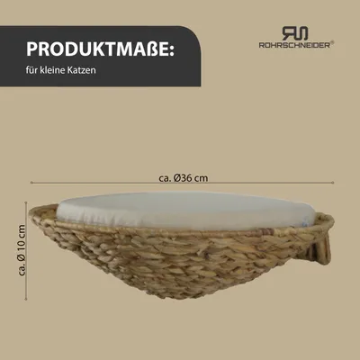 Produktbild von Rohrschneider runde Katzenmulde Katze Wandmontage | Katzenbett und Wandliege aus Wasserhyazinthe | Gemütlicher Katzenkorb für Wand | Katzen Wandelemente als platzsparendes Katzenmöbel | Wandliege