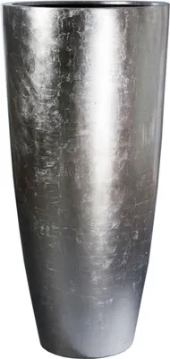 Produktbild von VIVANNO Pflanzkübel Fiberglas CITY Rund, Blattsilber Blattoptik hochglanz - 47x100 cm