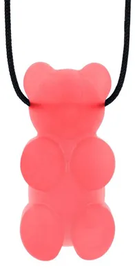Imagen del producto de ARK Therapeutic Kaukkette, juguete para masticar con forma de osito rojo, modelo XXT (extra resistente). Collar para masticar con forma de oso, ideal para quienes prefieren una textura de masticación suave.