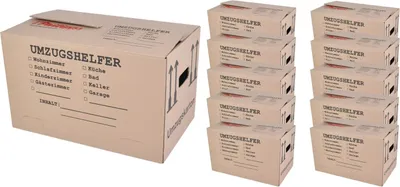 Produktbild von Umzugskarton 10 Stück bedruckt 59x34x35cm Traglast bis 30kg Aufbewahrung Kiste
