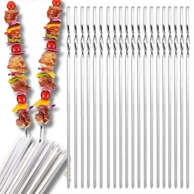 Produktbild von Edelstahl Grillspieße 32cm Schaschlikspieße 20 Stück