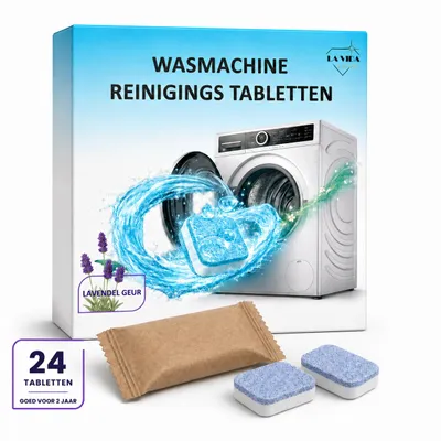 Productafbeelding van Wasmachine Reiniger Tabletten - 24 stuks - Ontkalker tegen Kalk en Muffe Geur, AI-gegenereerde afbeelding