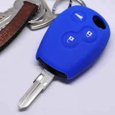 Produktbild von Auto Schlüssel Silikon Schutz Hülle Blau kompatibel mit Dacia DOKKER SANDERO Duster LODGY Logan Renault CLIO TWINGO 3 Tasten Funk Fernbedienung