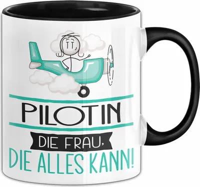 Produktbild von Pilotin Geschenk Tasse Becher Die Frau Die Allen Kann Geschenkidee für eine Pilotin Lustig (Schwarz)