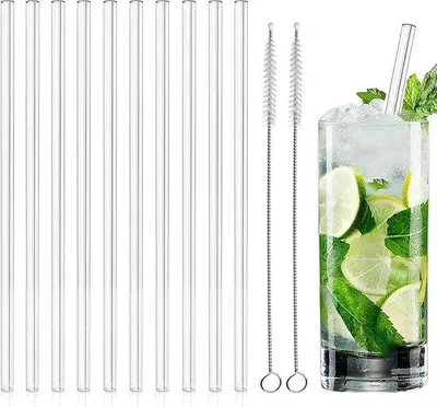 Obrázek produktu pro Opakovaně použitelné skleněné brčka, 20 cm, průhledné