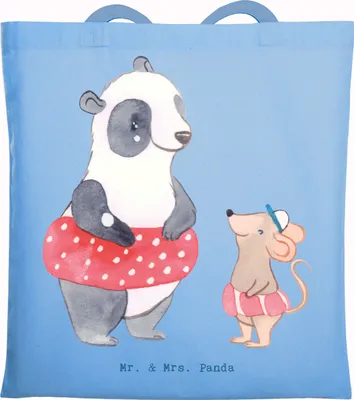 Produktbild von Mr. & Mrs. Panda Tote Bag Otter Schwimmen - Sky Blue - Geschenk, Schultasche, Wassersport, dokumententasche, Tasche, Uni, Laptoptasche, Schwimmkurs