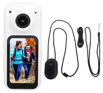 Zdjęcie produktu dla Kamera sportowa WIFI 180° Obrotowa 2.7K Przenośna magnetyczna kamera noszona na ciele do pracy ze zwierzętami Białe sportowe podróże