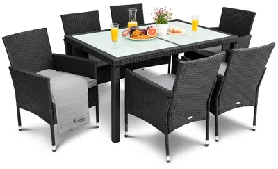 Produktbild von diVolio Gartenmöbel Set mit Tisch und Stühlen VERONA Set 6+1 - schwarz/grau